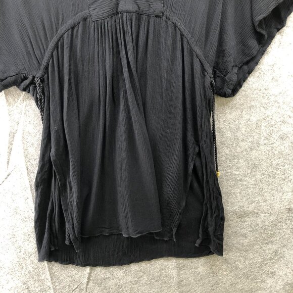 Lauren Ralph Lauren Crinkle Tunic Coverup Top Dress Womens XS Black (4) V-Neck - Picture 4 of 10